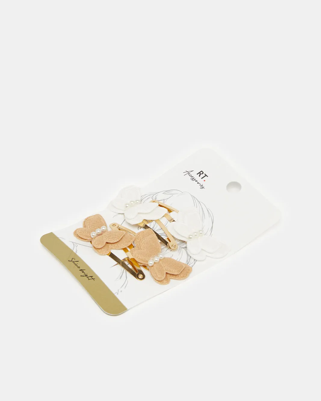 Women White And Brown Embellished Hair Clip Set (4 Piece) sold by Redtag product image thumbnail 2