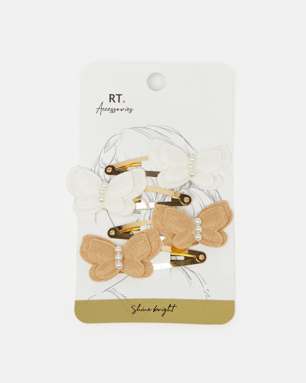 Women White And Brown Embellished Hair Clip Set (4 Piece) sold by Redtag