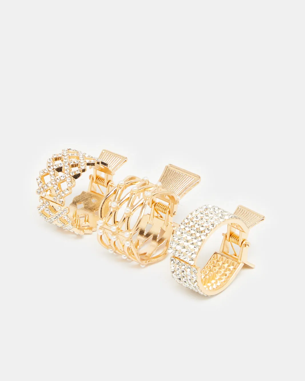 Women Gold Embellished Hair Clip Set (3 Piece) sold by Redtag