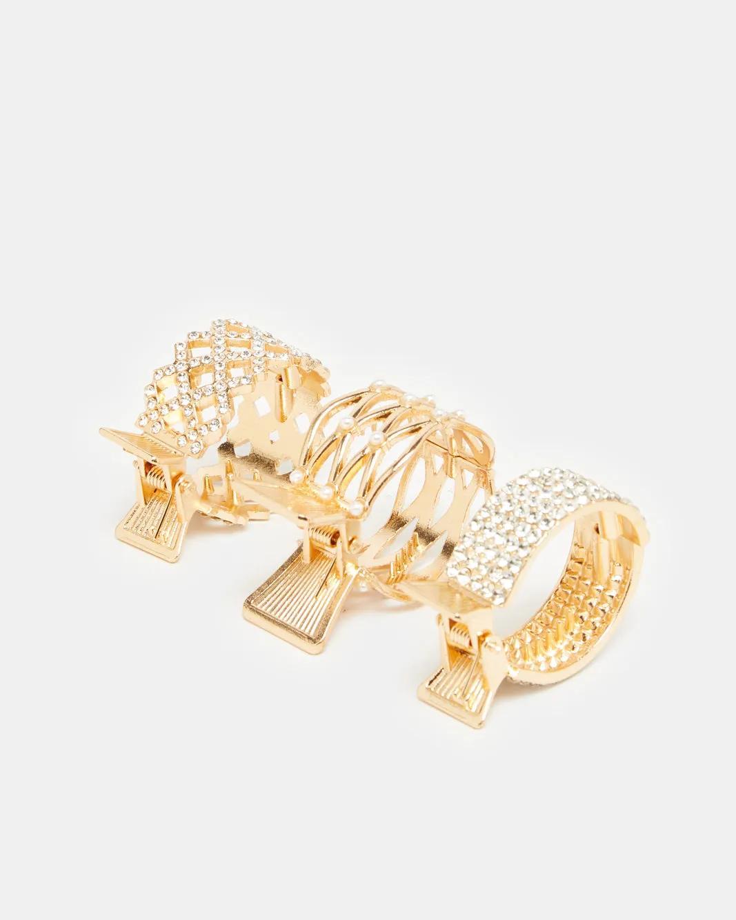 Women Gold Embellished Hair Clip Set (3 Piece) sold by Redtag product image thumbnail 2