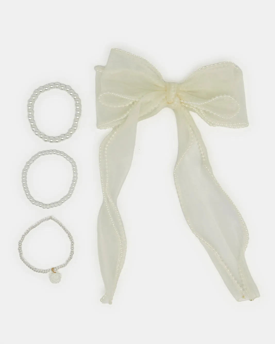 Girls Cream And White Hair Accessories Set (4 Piece) sold by Redtag