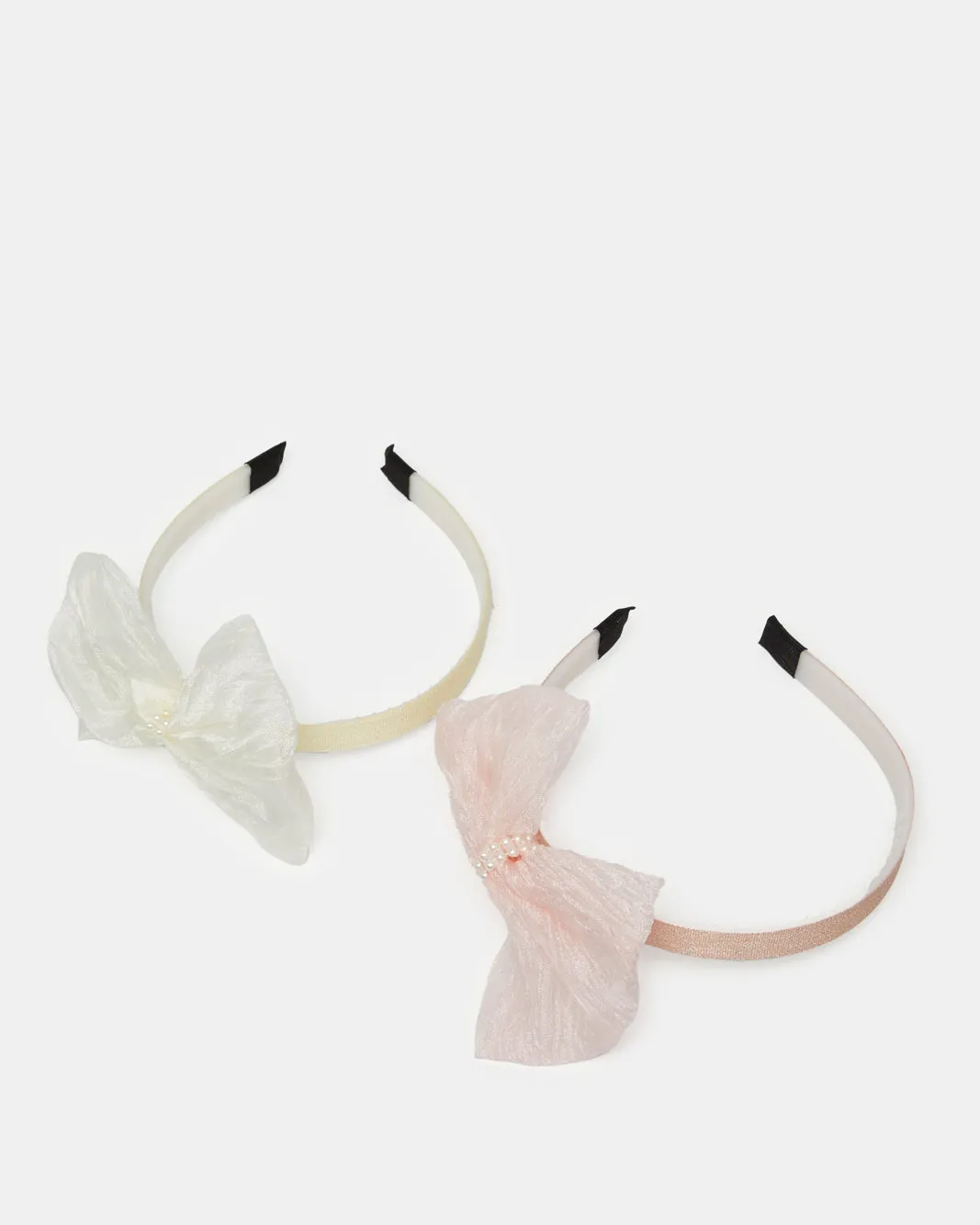 Girls Beige And Pink Embellished Headband Set (Pack of 2) sold by Redtag