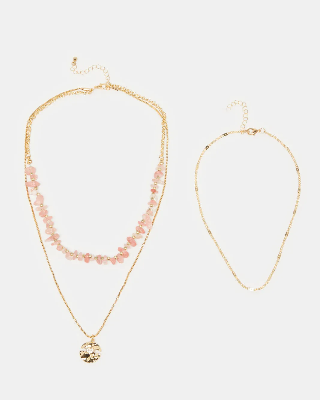 Women Gold Embellished Necklace (2 Piece) sold by Redtag