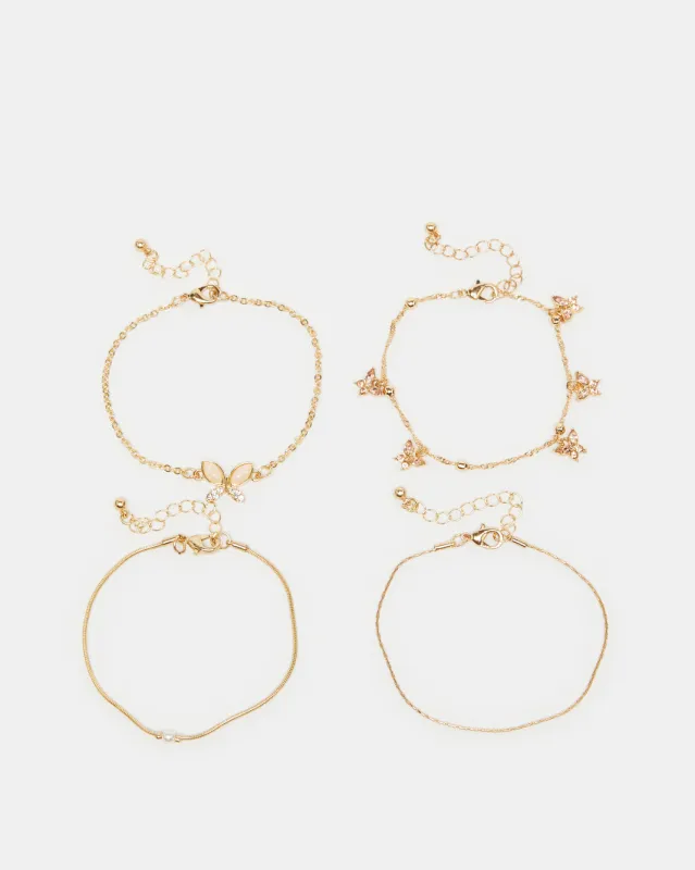 Women Gold Embellished Bracelets Set Of (4 Piece) sold by Redtag