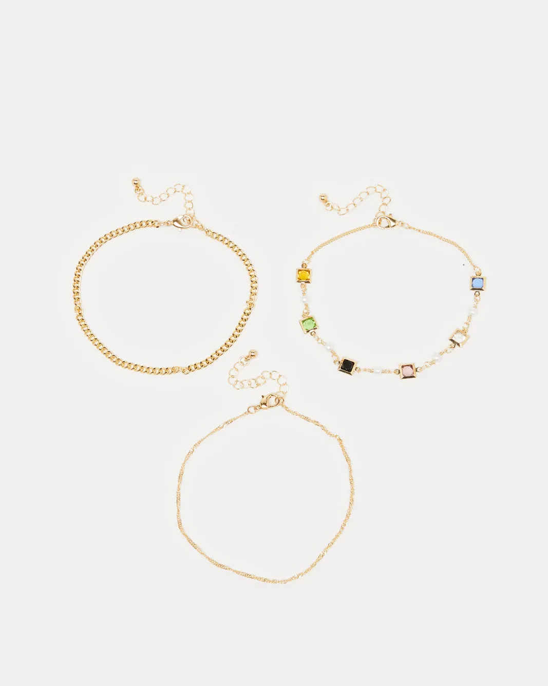 Women Gold Embellished Anklet Set (3 Pieces ) sold by Redtag