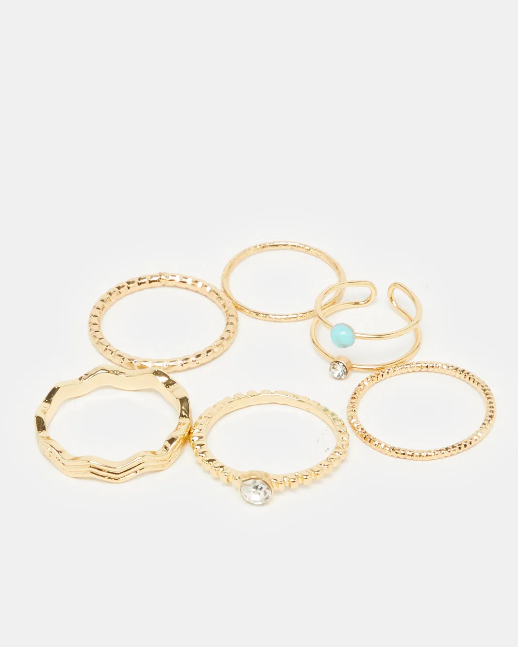 Women Gold Embellished Earrings And Rings Set (9 Pieces) sold by Redtag product image thumbnail 4