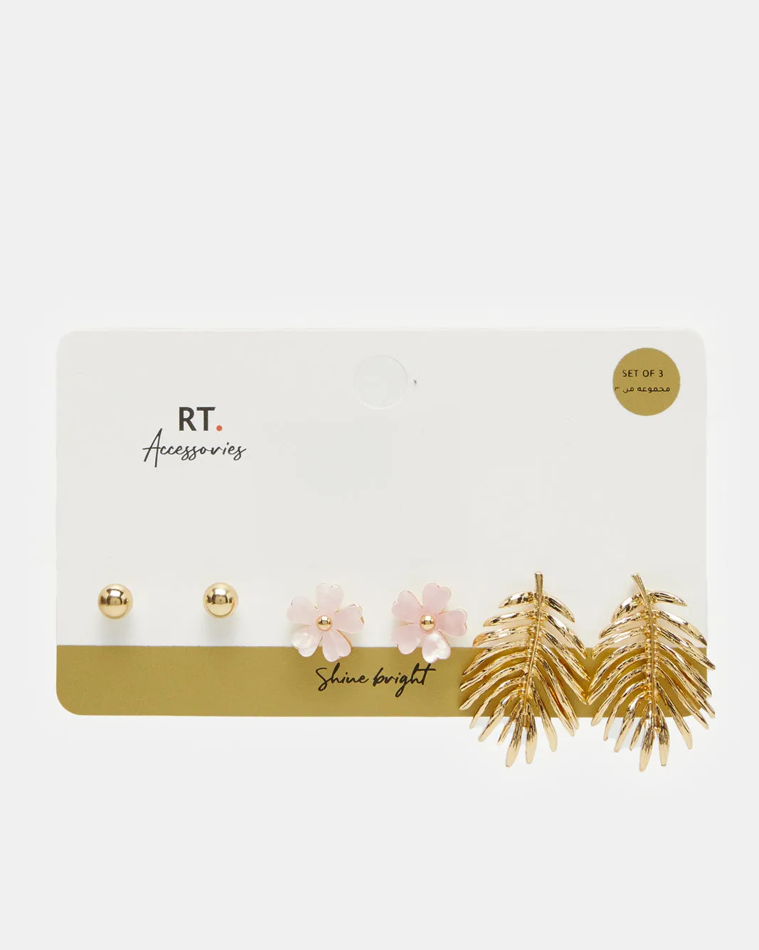 Women Gold Embellished Earrings Set (3 Pairs) sold by Redtag