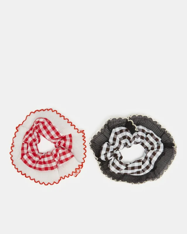 Women Red And Black Embellished Scrunchy Set (2 Piece) sold by Redtag
