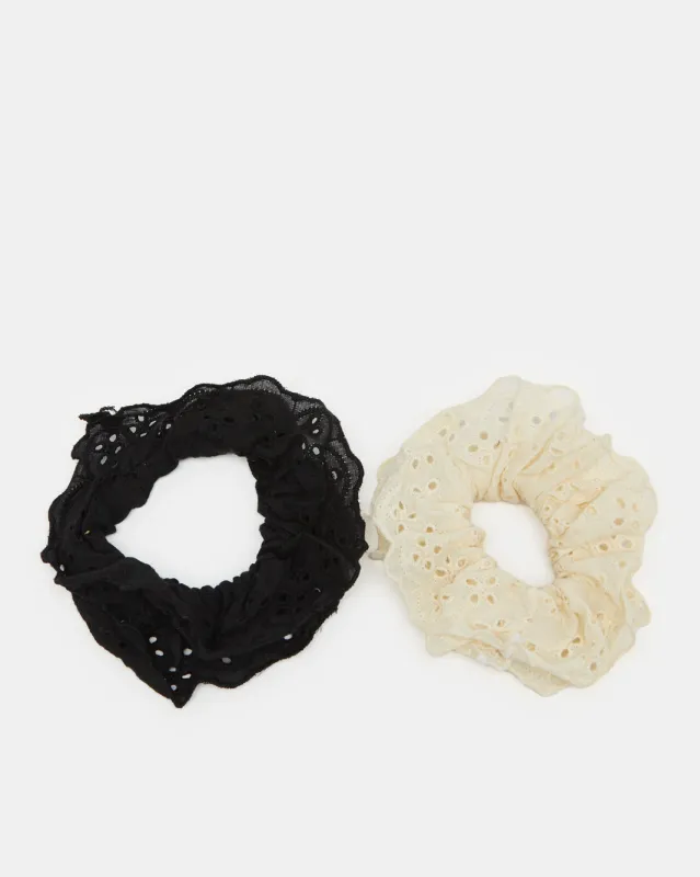 Women Black And Beige Embellished Scrunchy Set (2 Piece) sold by Redtag