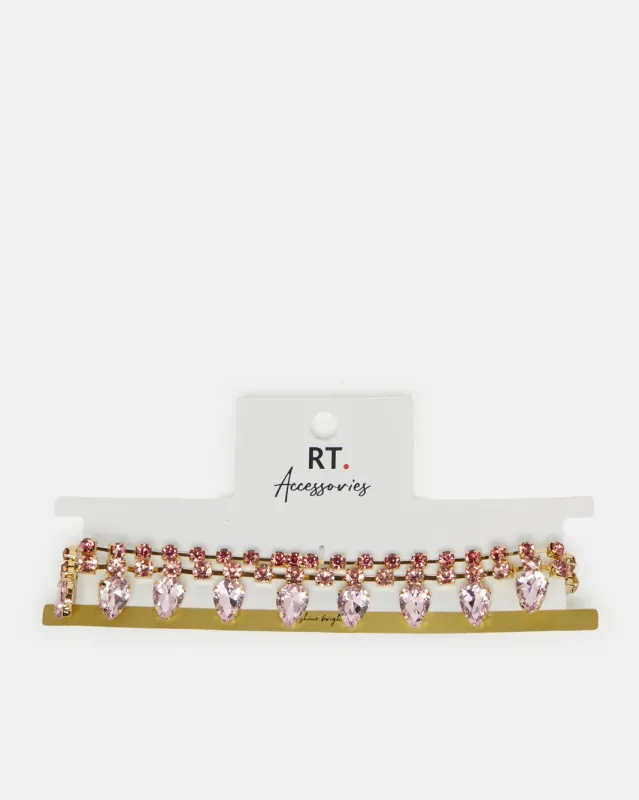 Women Gold Embellished  Rhinestone Choker sold by Redtag