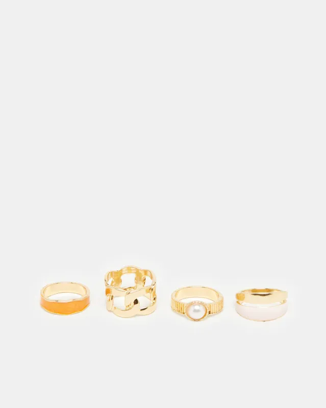 Women Gold Ring Set (4 Piece) sold by Redtag