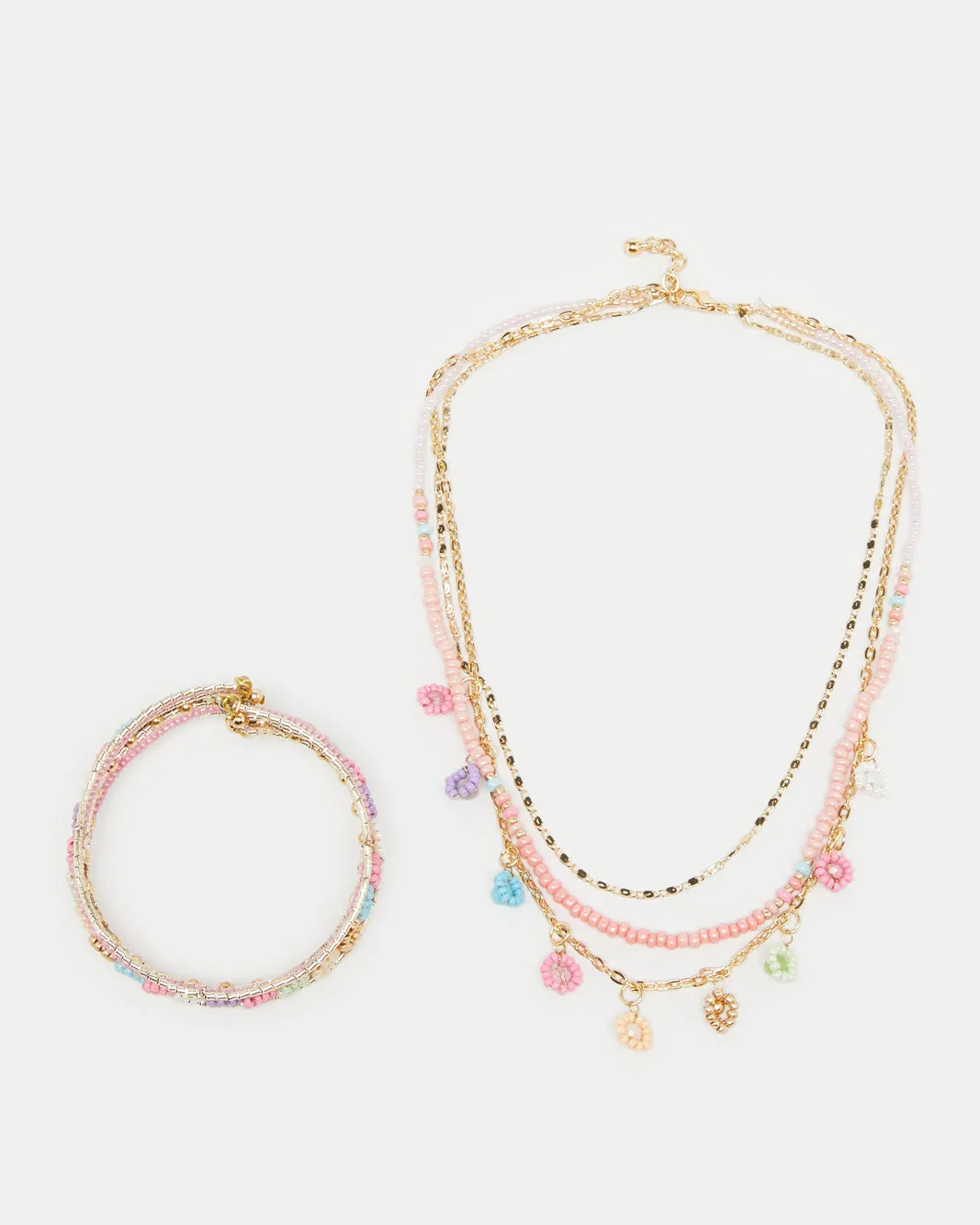 Girls Gold Embellished Necklace & Bracelet Set (2 Piece) sold by Redtag