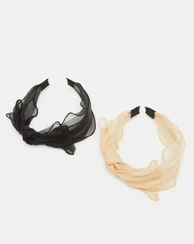 Women Black And Beige Textured Headband Set (2 Piece) sold by Redtag