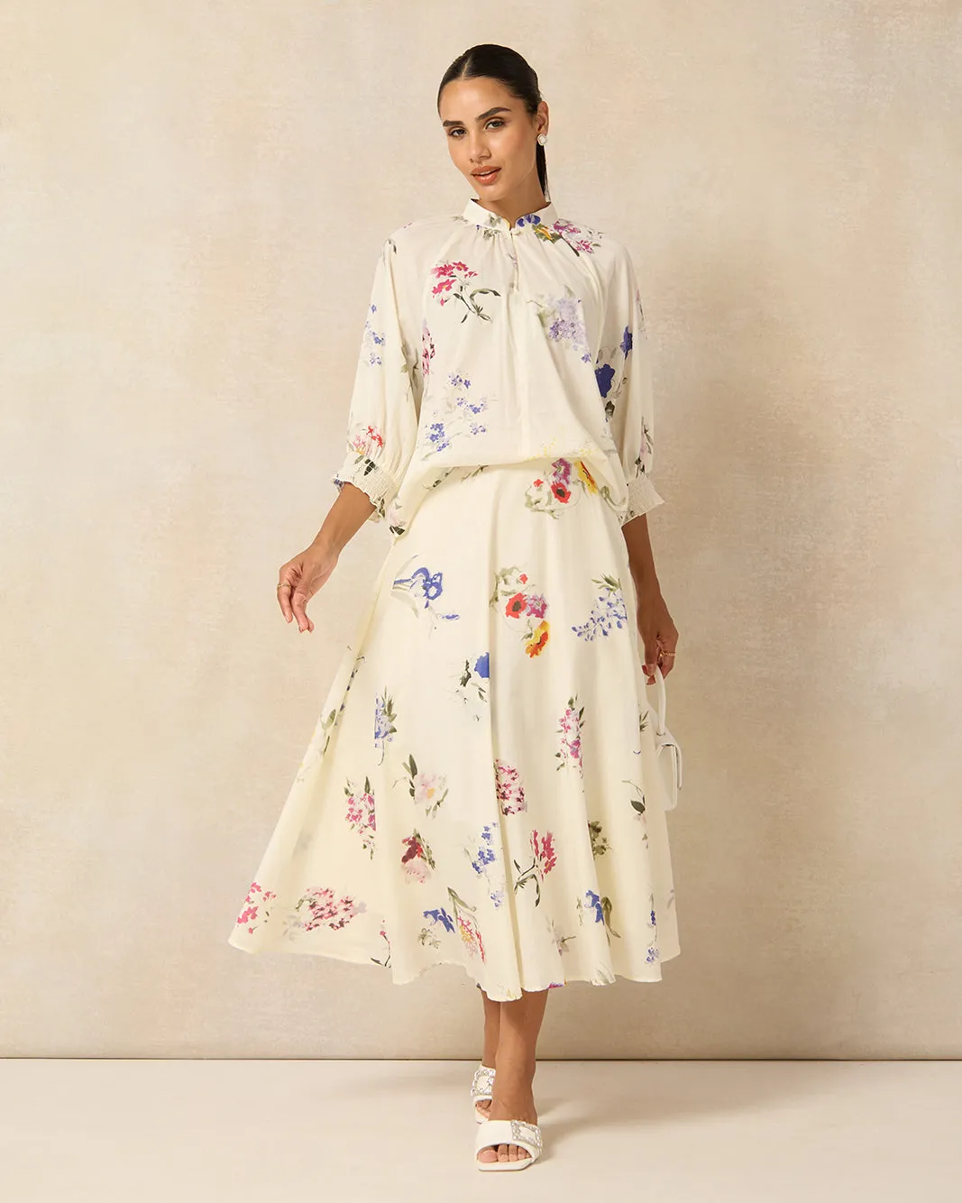 Women White Cotton Floral Printed Skirt sold by Redtag product image thumbnail 2