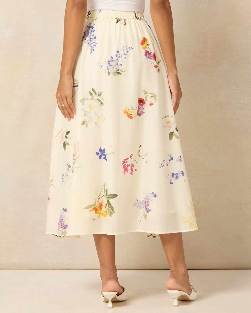 Women White Cotton Floral Printed Skirt sold by Redtag product image thumbnail 3