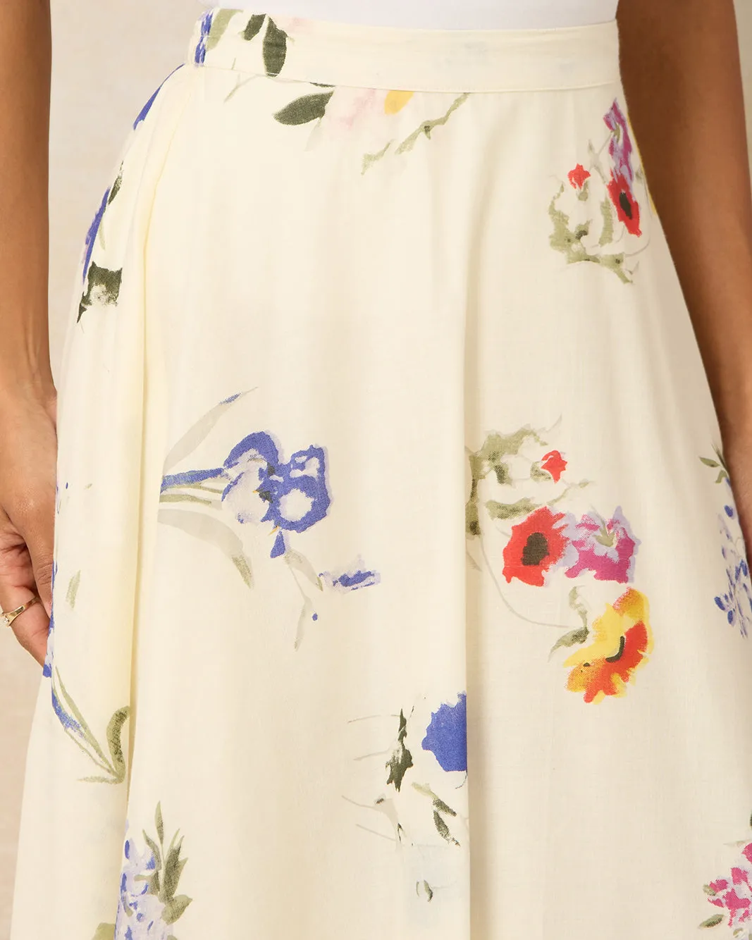 Women White Cotton Floral Printed Skirt sold by Redtag product image thumbnail 4