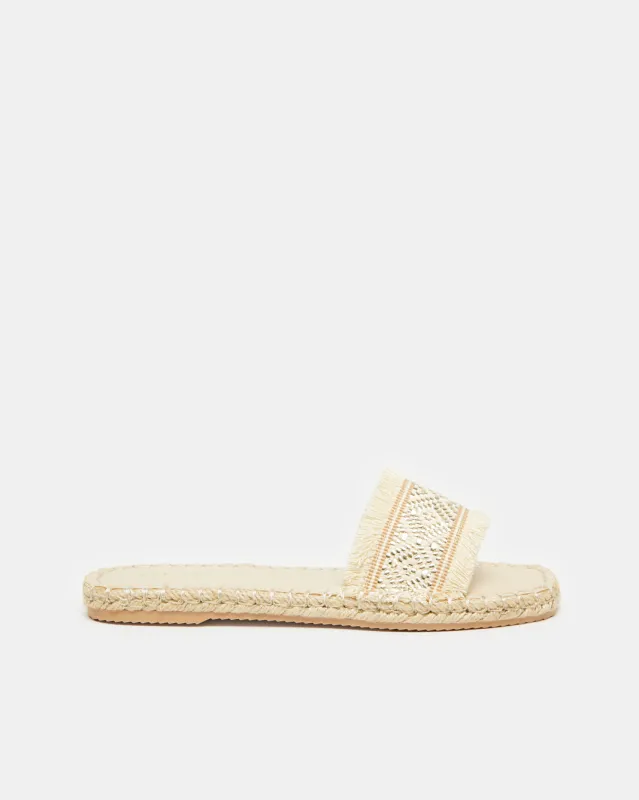 Women Beige Embellished Espadrille Mule sold by Redtag