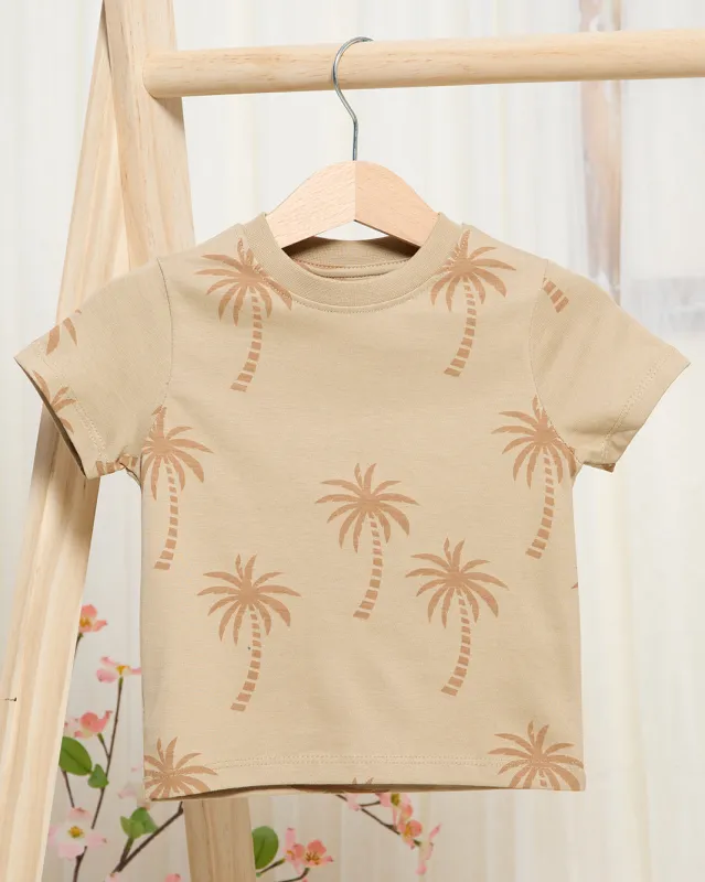 Infant Boys  Beige Palm Print T-Shirt sold by Redtag