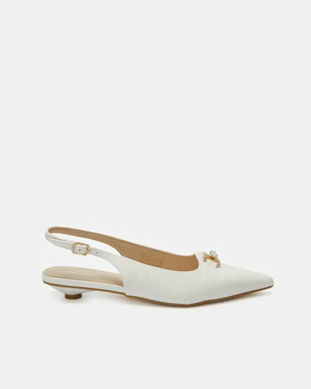 Women White Embellished Slingback Mule sold by Redtag