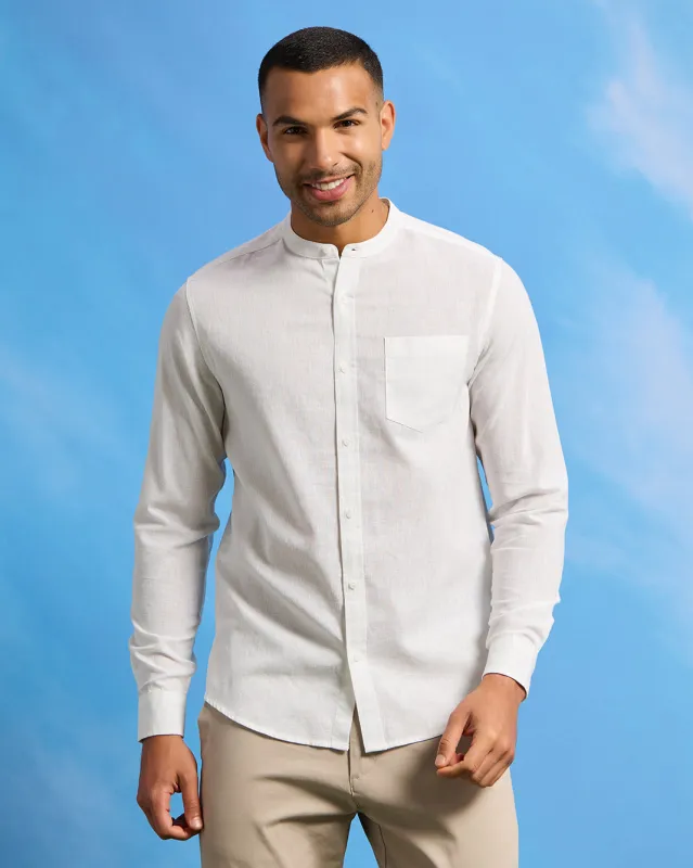 Men White Linen Shirt sold by Redtag