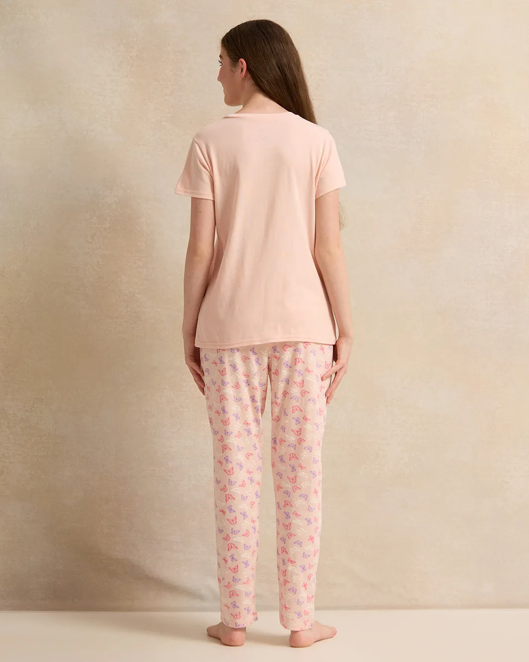 Senior Girls Peach Printed Pyjama Set (2 Piece) sold by Redtag product image thumbnail 4