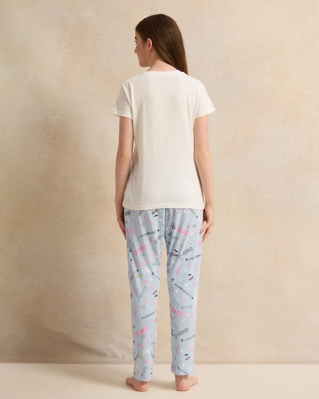 Senior Girls White And Blue Printed Pyjama Set (2 Piece) sold by Redtag product image thumbnail 4