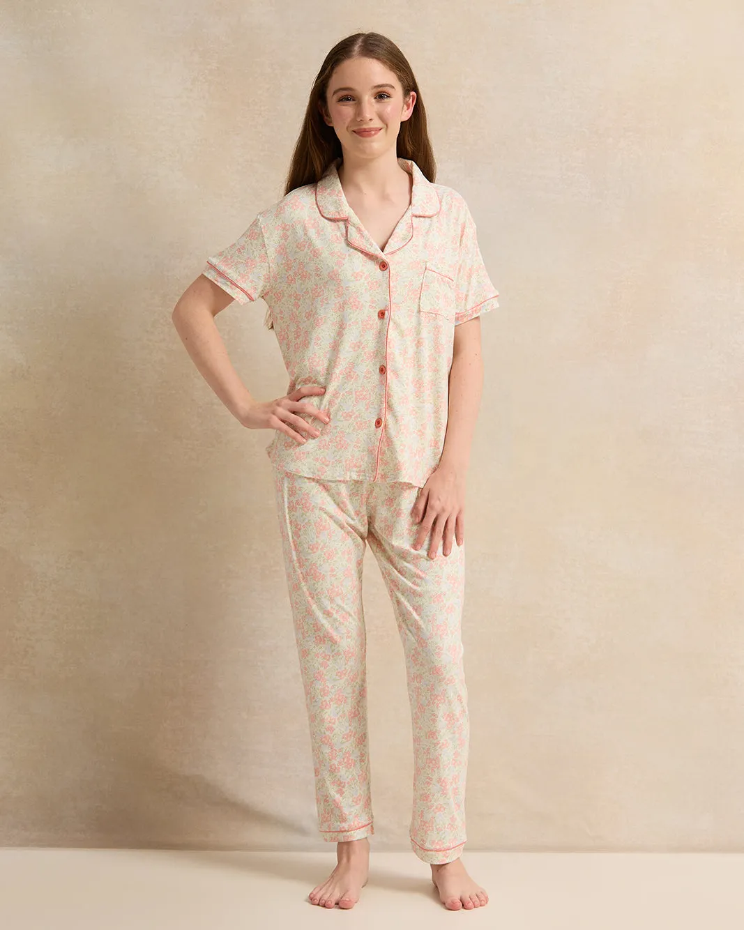 Senior Girls White Printed Pyjama Set (2 Piece) sold by Redtag