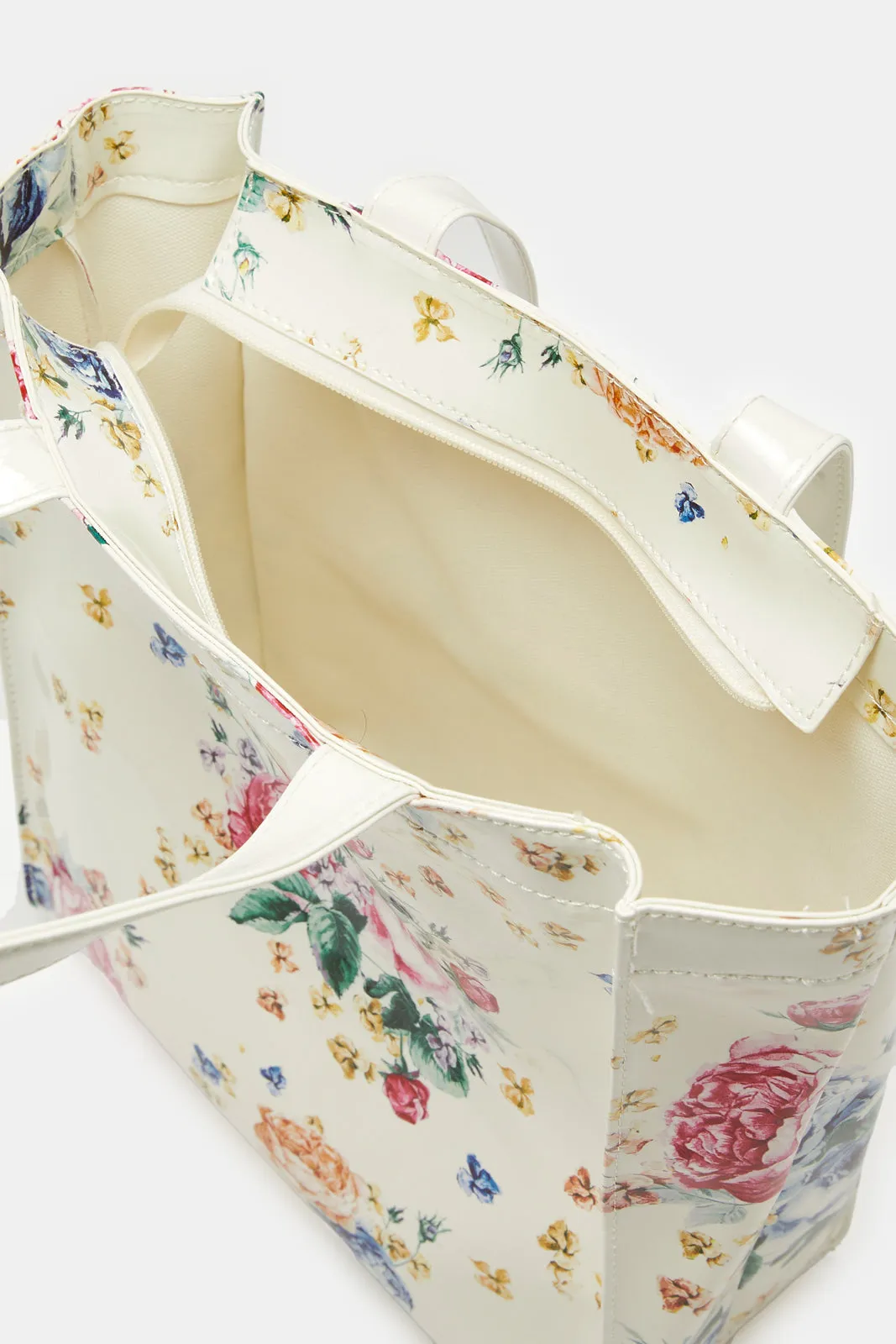 Women White Printed Shopper Bag sold by Redtag product image thumbnail 4