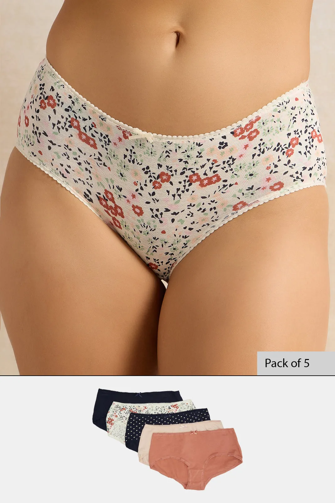 Women Assorted Print Boyleg Brief Set (Pack of 5) sold by Redtag product image thumbnail 4
