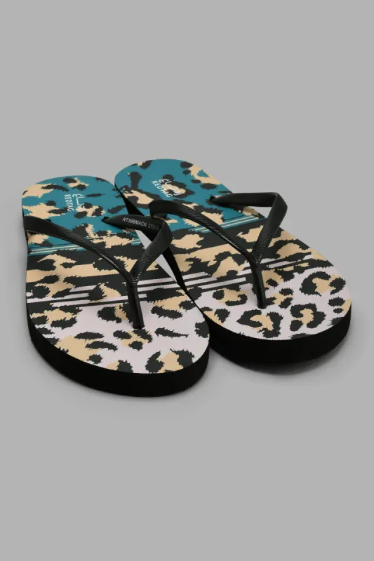 Black Animal Print Flip Flop sold by Redtag