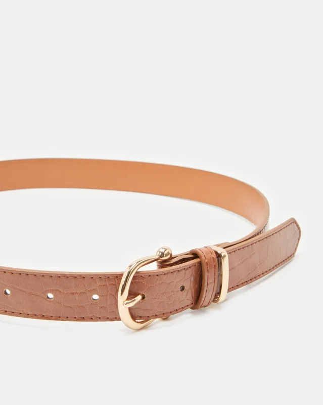 Women Brown Textured Belt sold by Redtag