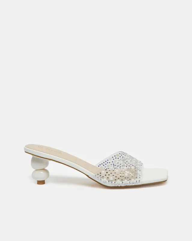 Women White Embellished Mule With Stone Detail sold by Redtag
