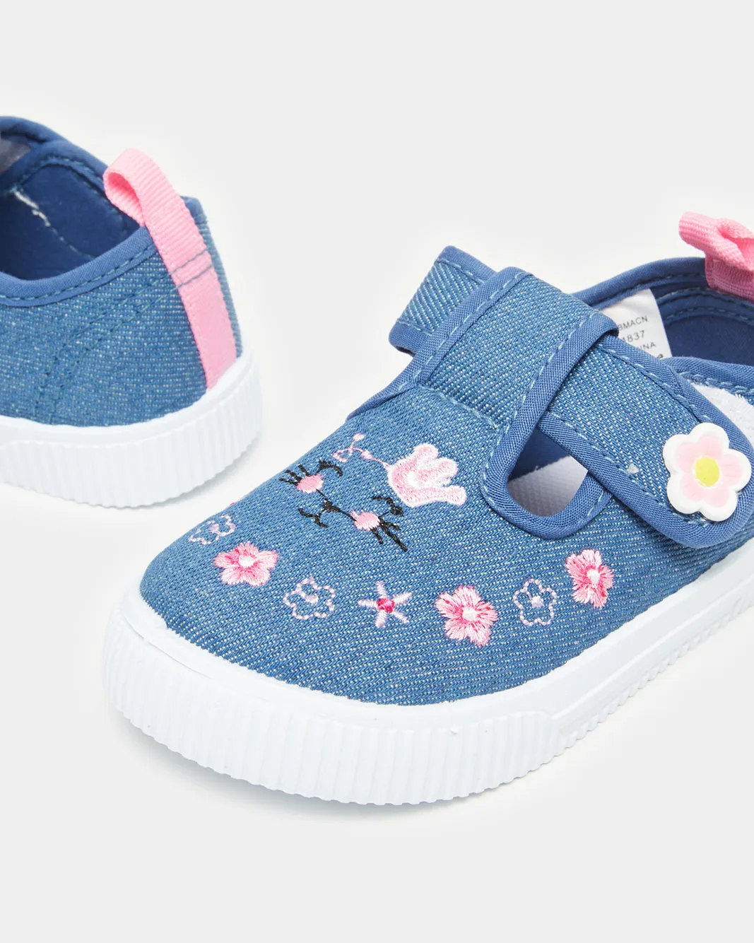 Infant Girls Blue Denim Embroidery Sneakers sold by Redtag product image thumbnail 3