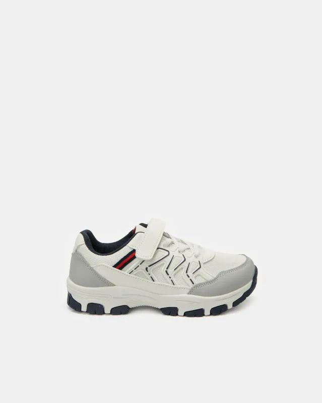 Senior Boys White Material Block Trekkers sold by Redtag