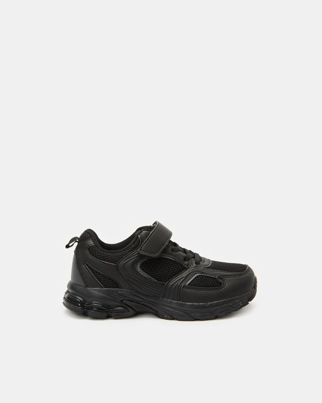 Senior Boys Black Material Block Trainers sold by Redtag