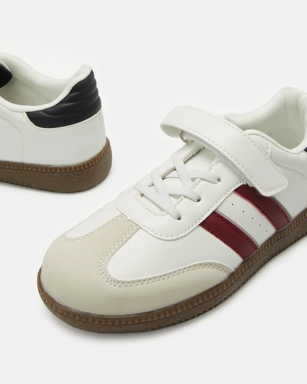 Senior Boys White Strapped Overplay Sneakers sold by Redtag product image thumbnail 3