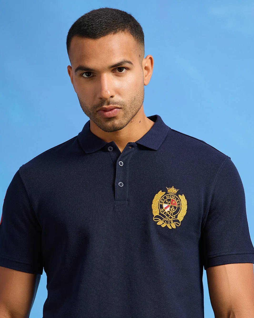 Men Navy Badge Polo Shirt sold by Redtag product image thumbnail 4