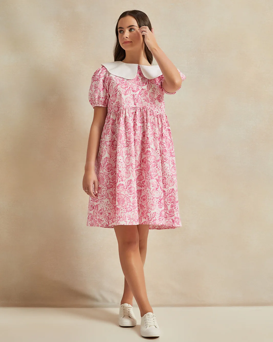 Senior Girls Pink Floral Printed Dress sold by Redtag product image thumbnail 2