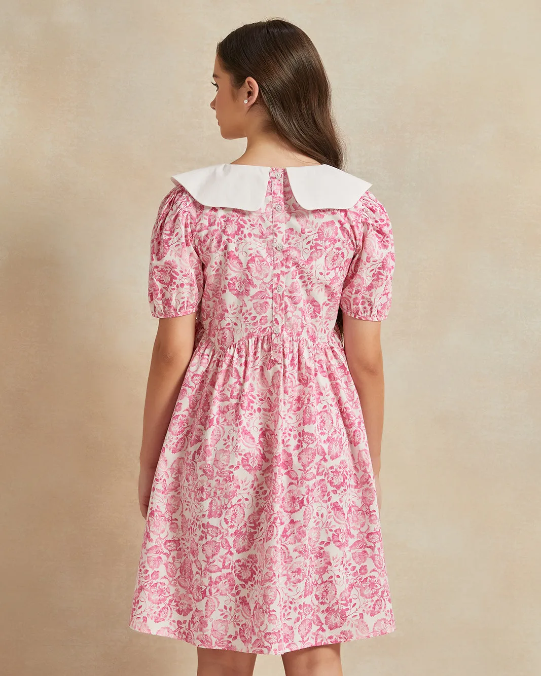 Senior Girls Pink Floral Printed Dress sold by Redtag product image thumbnail 3