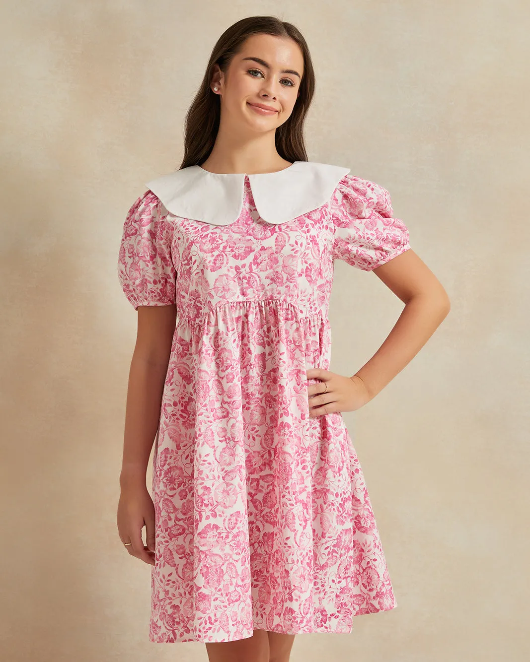 Senior Girls Pink Floral Printed Dress sold by Redtag