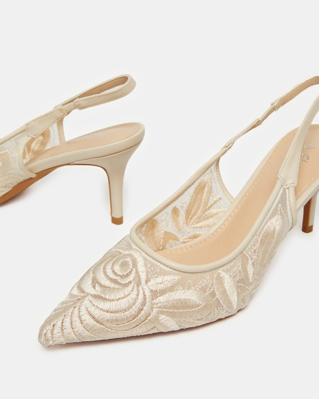 Women Beige Stitching Embellished Slingback sold by Redtag product image thumbnail 3