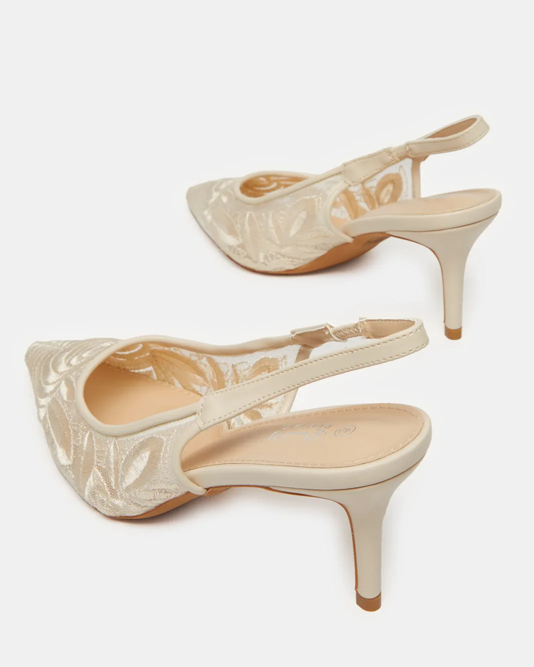 Women Beige Stitching Embellished Slingback sold by Redtag product image thumbnail 4