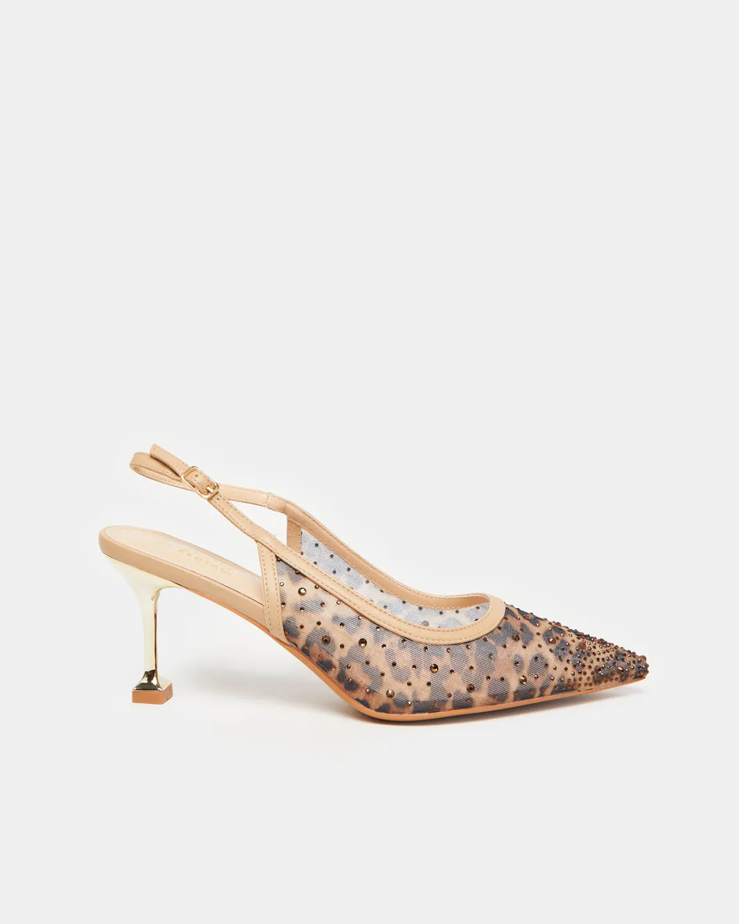 Women Beige Animal Embellished Slingback sold by Redtag