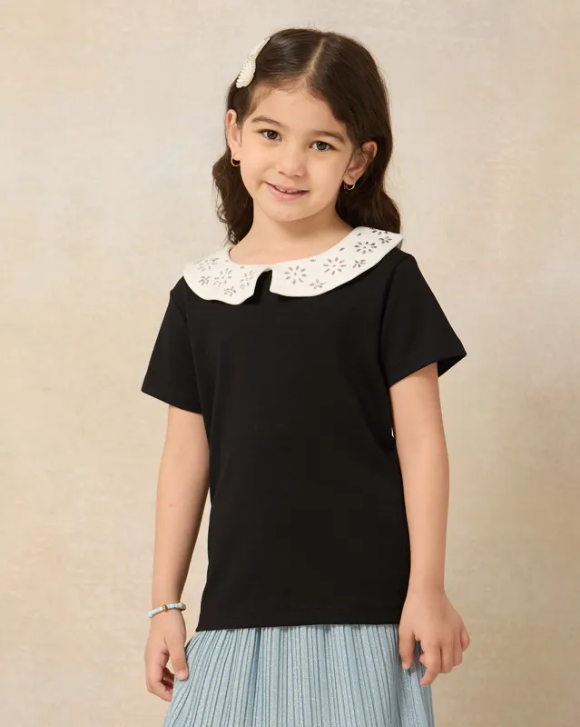 Girls Black Embellished Casual Top sold by Redtag