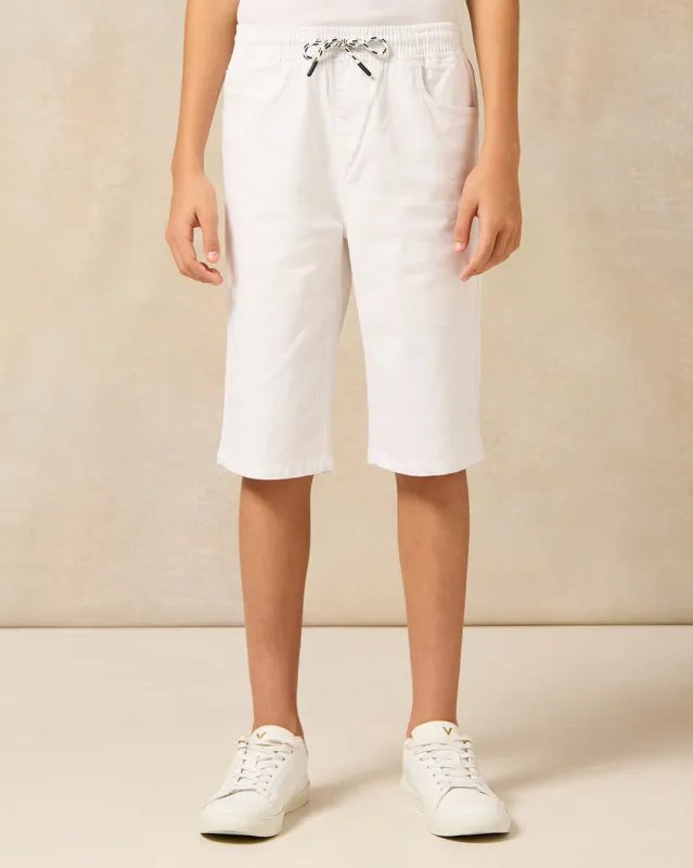Senior Boys White Table Shorts sold by Redtag