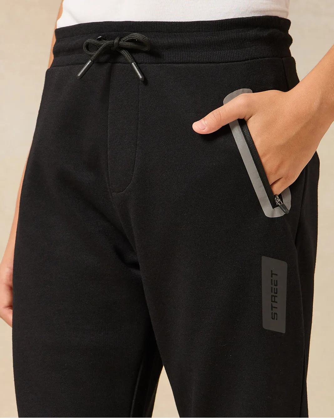 Senior Boys Black Plain Active Pants sold by Redtag product image thumbnail 4