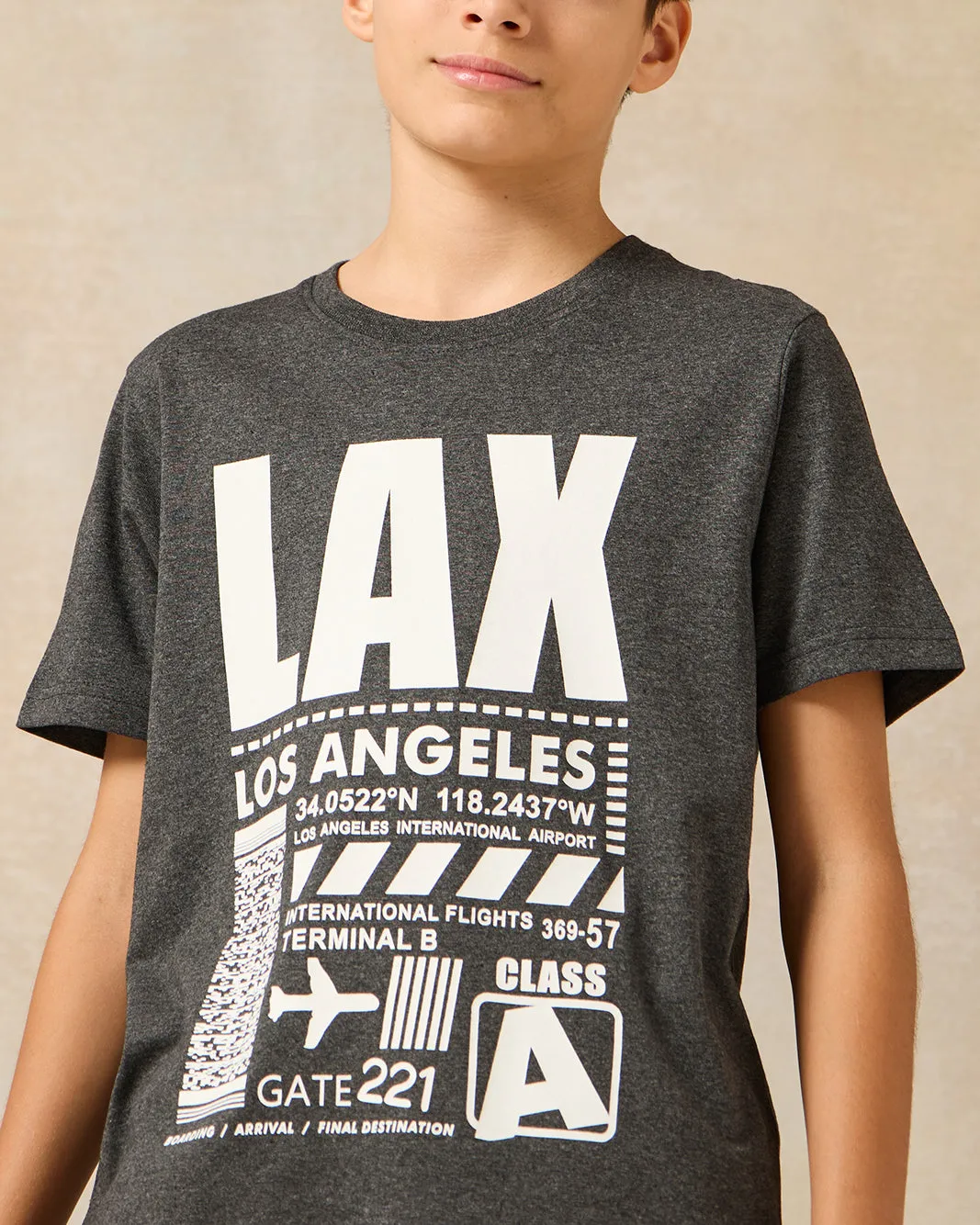 Senior Boys Charcoal La Ticket Print T-Shirt sold by Redtag product image thumbnail 4