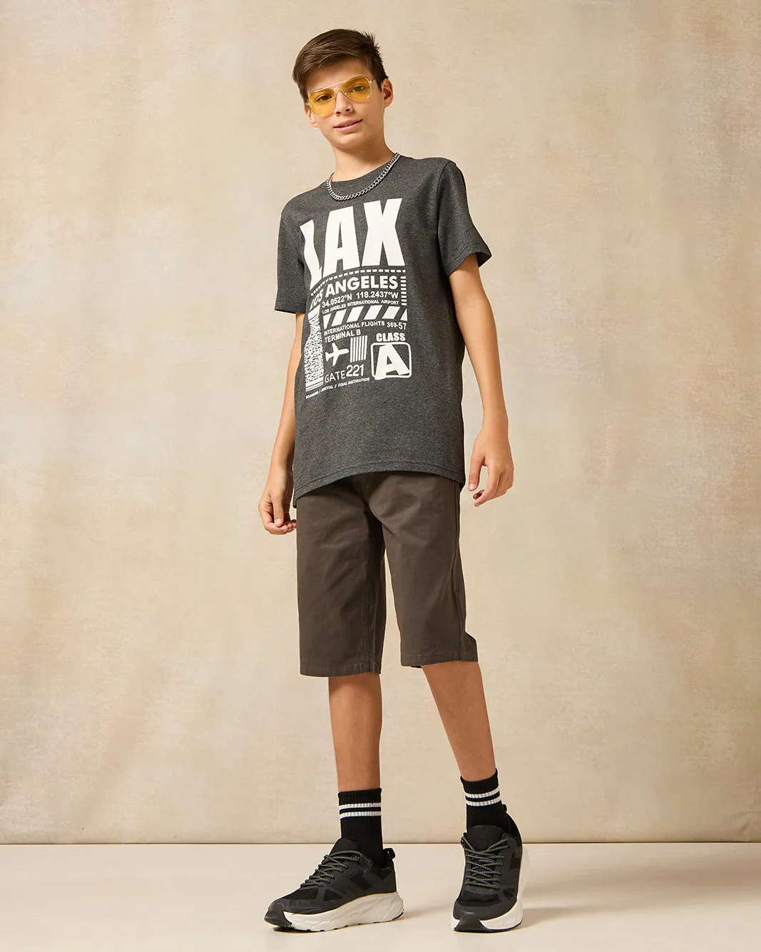 Senior Boys Charcoal La Ticket Print T-Shirt sold by Redtag product image thumbnail 2