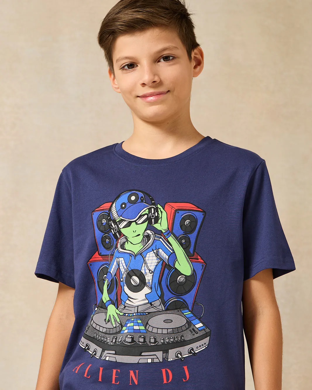 Senior Boys Navy Alien Print T-Shirt sold by Redtag product image thumbnail 4