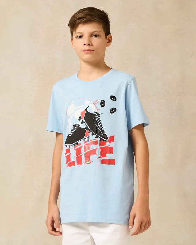 Senior Boys Blue Football Is Life T-Shirt sold by Redtag